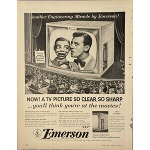 Emerson Television an Engineering Miracle "Paul Winchell & Jerry Mahoney" Ad '53
